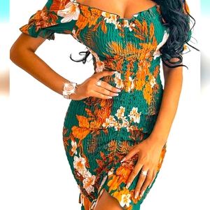 Pretty Garden Off The Shoulder Bodycon Dress